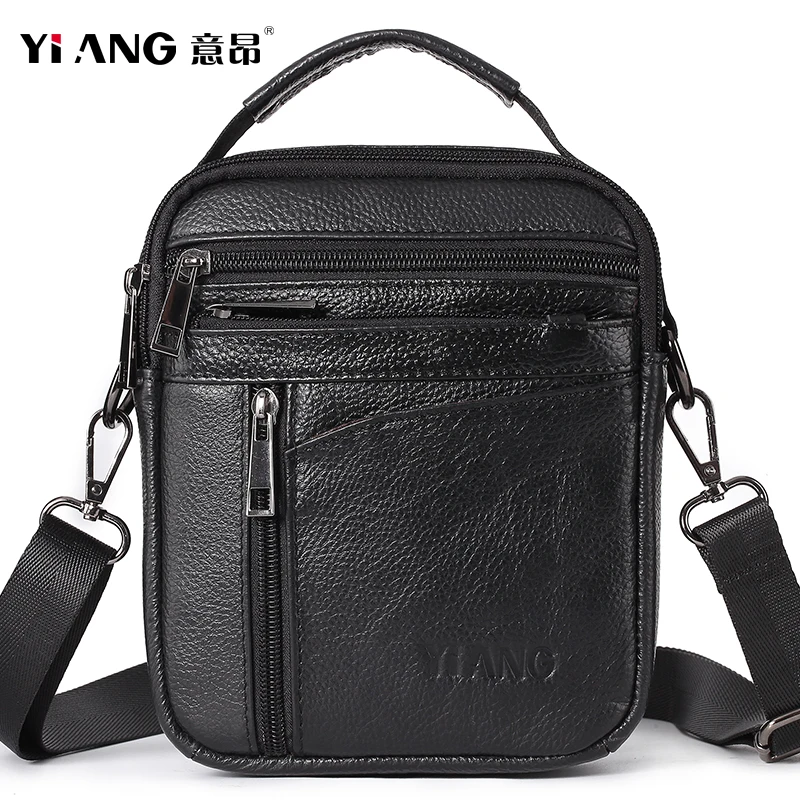 YIANG Brand Most Popular Real Cow Leather Man's Shoulder Bag Male Messenger Bags Men Small Handbags Genuine Mini New | Багаж и сумки