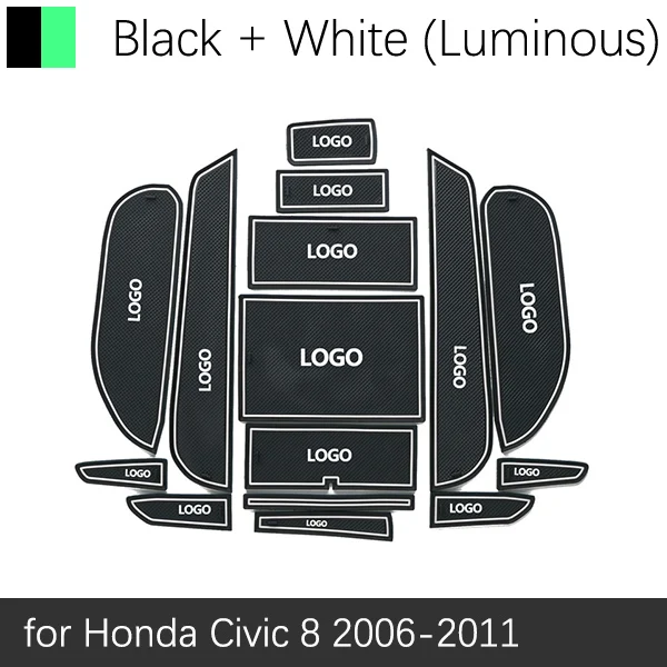 White Luminous Противоскользящими резиновыми затворный слот, циновка чашки для Honda Civic 2006 2007 2008 2009 2010 2011 8th Coaster аксессуары наклейки Тип R FA FD - Название цвета: White Luminous
