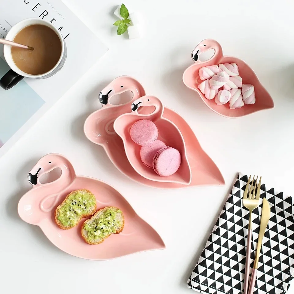 Десертный поднос в форме скандинавского фламинго керамический для хранения