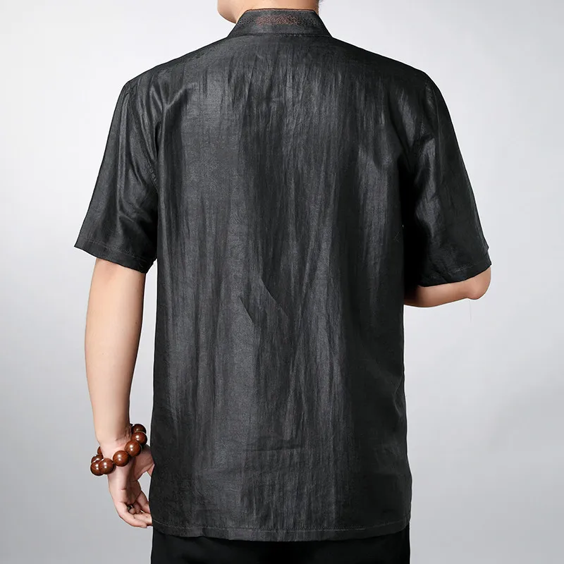 Men's summer shirt 2021 100% silk shirt large size clothing retro clothing shirt