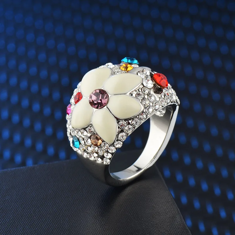 

Wholesale New Enamel Crystal Finger Rings Female Accessories Ring Fashion Jewelry Lover Jewel Girl Birthday Party Gifts Women