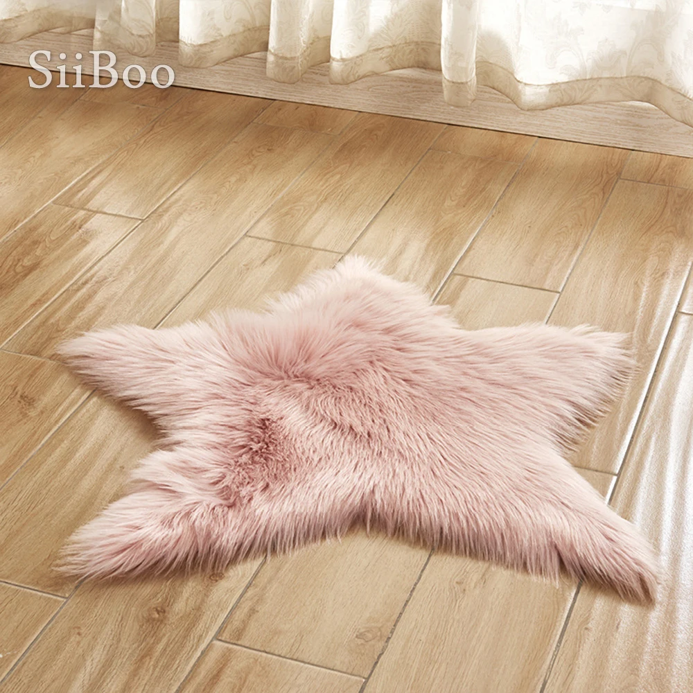 Разноцветная однотонная 5 см длинные меховые коврики в форме звезды для стула