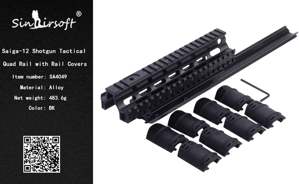 Saiga 12 Дробовик Тактический Quad Rail прозрачный прицел Крепление Weaver Forend для AK47 74 с резиновыми крышками Пикатинни