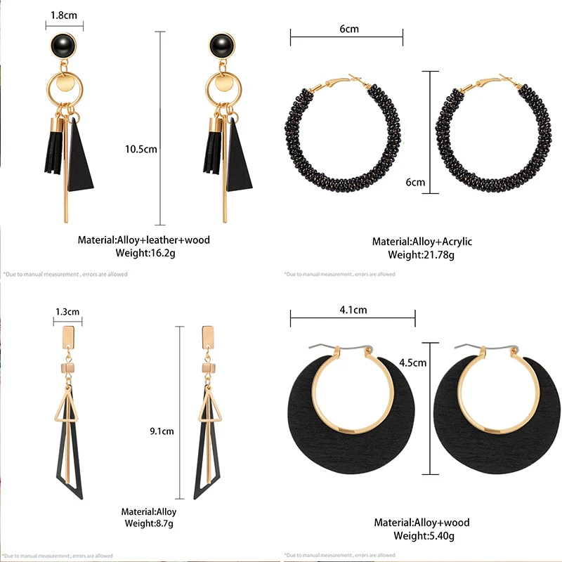 

Fashion Statement Earrings For Women Geometric Vintage Black Colour Pendant Long Dangle Hanging Earrings 2021 Trend Jewelry