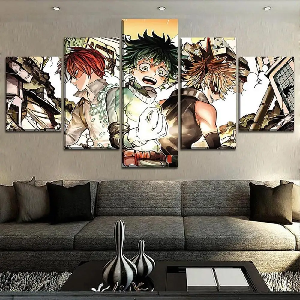 

Home Decor Prints Painting 5 Pieces Wall Art Japan Animation My Hero College HD Painting Modular Canvas Posters Modern Pictures
