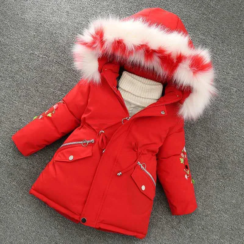 

Детское зимнее пальто с капюшоном, Толстая теплая длинная пуховая куртка для девочек, парка, детская одежда, верхняя одежда для подростков, ...