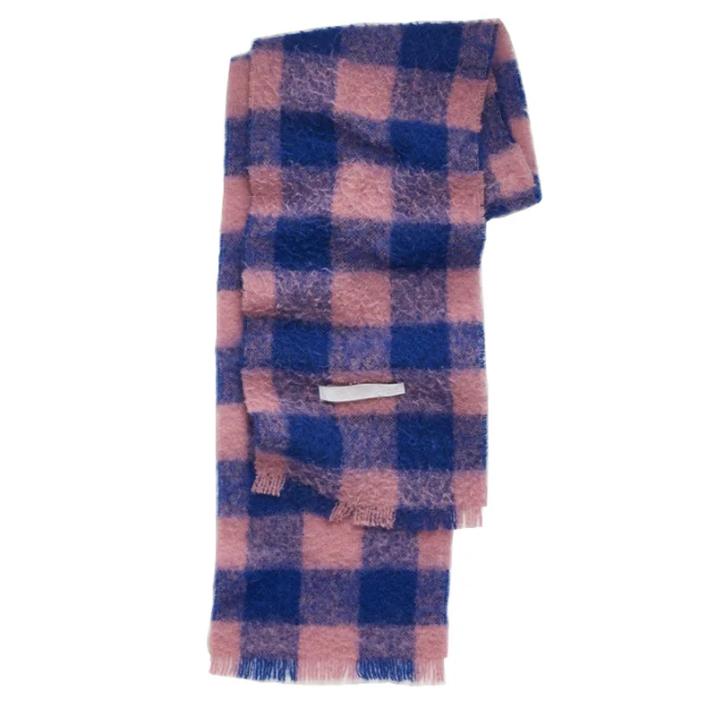 Новый бренд AC клетчатый зимний шарф женский осенний вязаный кашемировый Пашмина