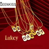 qeenkiss nc505 fine jewelry wholesale fashion woman girl birthday gift lucky number 1234567890 24kt gold pendant necklace 1pc