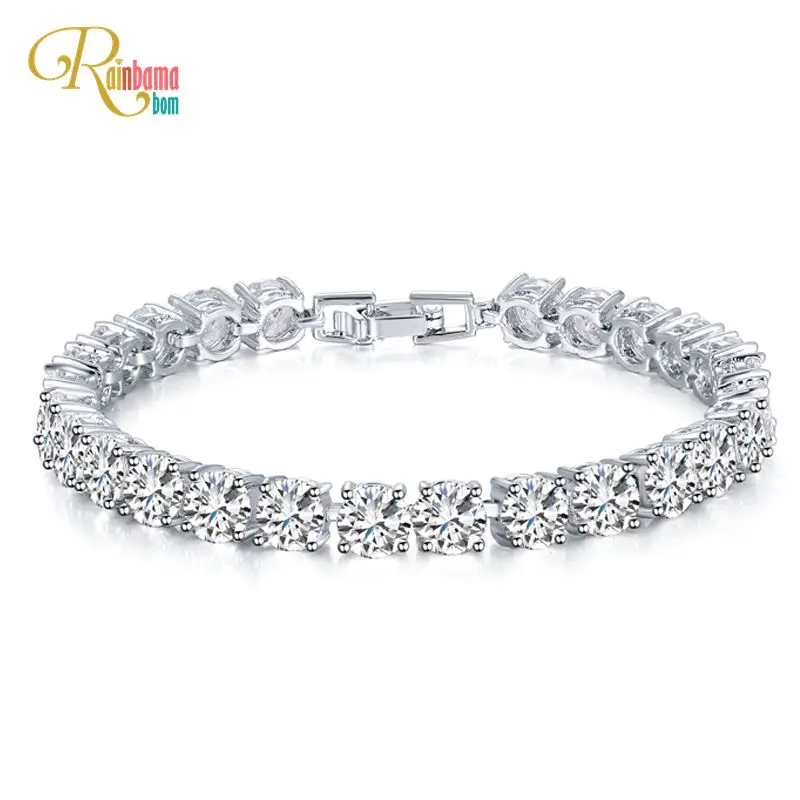 925 пробы браслет Rainbamabom из серебра Moissanite аметист сапфир драгоценный камень