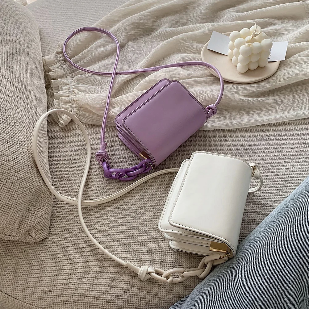 Мини сумка через плечо из искусственной кожи одноцветная женская на ремне сумки