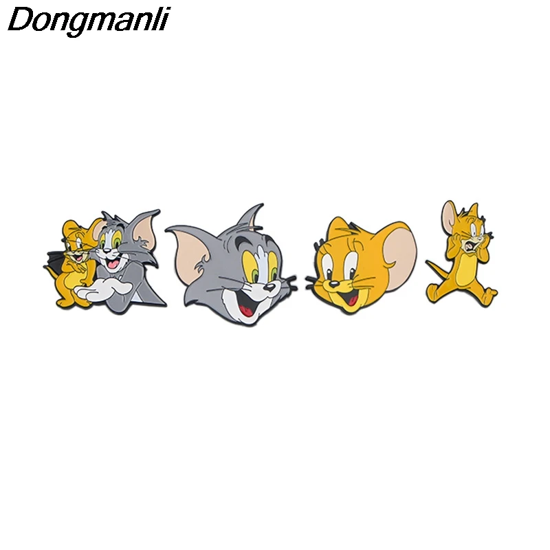 K730 кошки и мыши мультфильм аниме металлические эмалированные булавки Броши