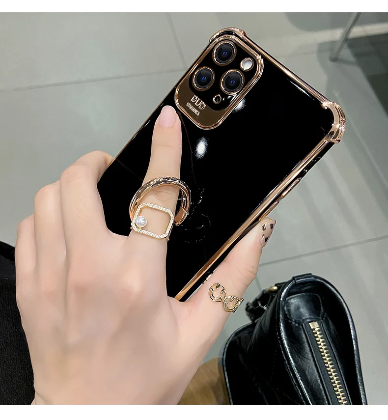 Nadege Luxury black bling plating Phone Case For iPhone 14 13 12 Pro Max 7 8 Plus X XS XR 11pro MAX 11 Pro 12mini SE Soft cover