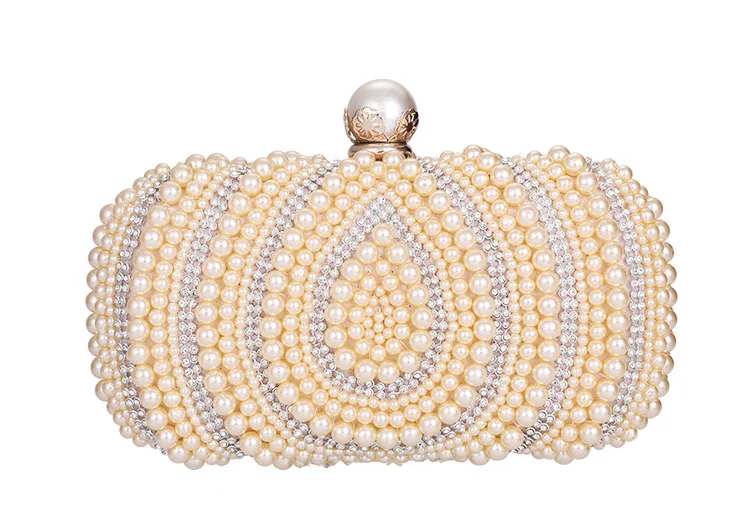 

White Pearl Women's Dinner Bag Luxury Design Handbag Banquet Bridal Dress Evening Clutch Party Coin Bag Single Shoulder Bag
