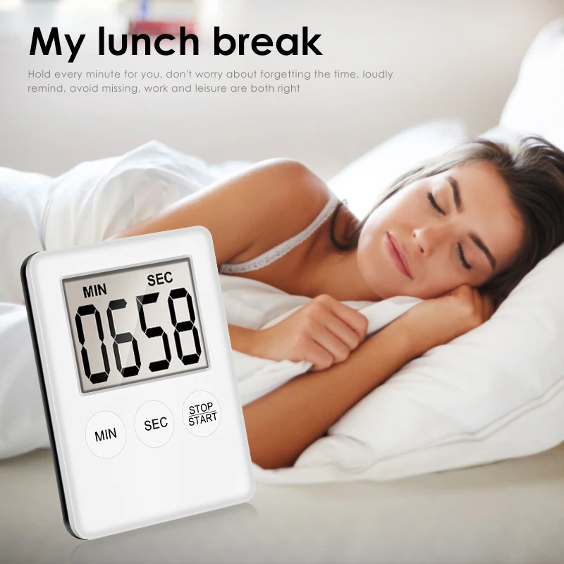 

Thin Kitchen Timer LCD Digital Screen Square Magnet Counter Cooking Baking Timing Reminder Student Learning Alarm Kitchen Tools