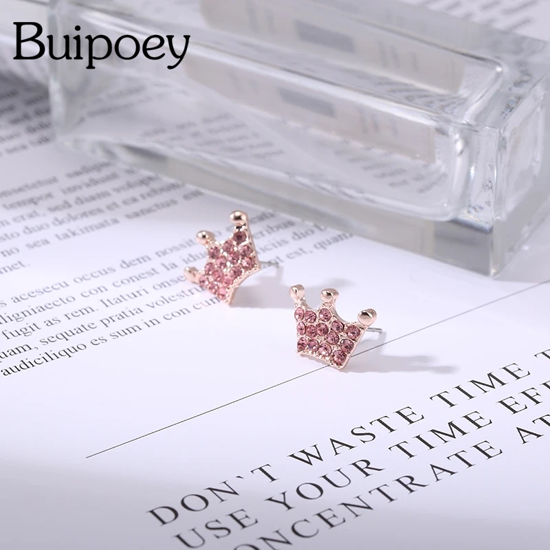 

Buipoey розовое золото блестящая корона серьги для женщин, хорошее ювелирное изделие Серьги пусеты украшения для девочек подарок на день рожде...