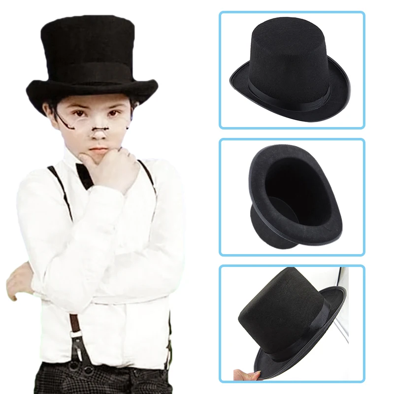 

1pcs Black Kids Children Fun Hat Performance Hats Masquerade Halloween Carnival Hats Musicals Birthday Top Accessories Part G6H5
