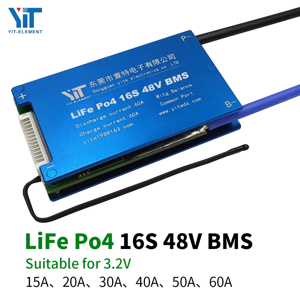 

16S 48V 3.2V lithium battery protection board temperature equalization overcurrent protection BMS PCB 15A 20A 30A 40A 50A 60A