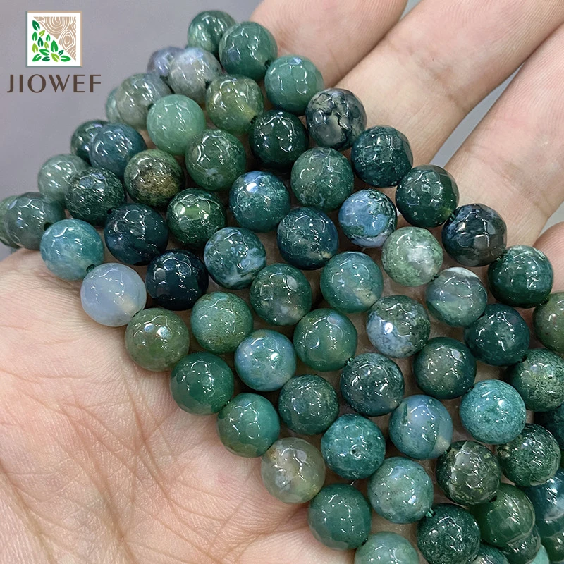 

Бусины из бисера с гранями, круглые бисеры с зеленым агатом, 4/6/8/10/12/14 мм, для браслетов, цепочек, 15 дюймов