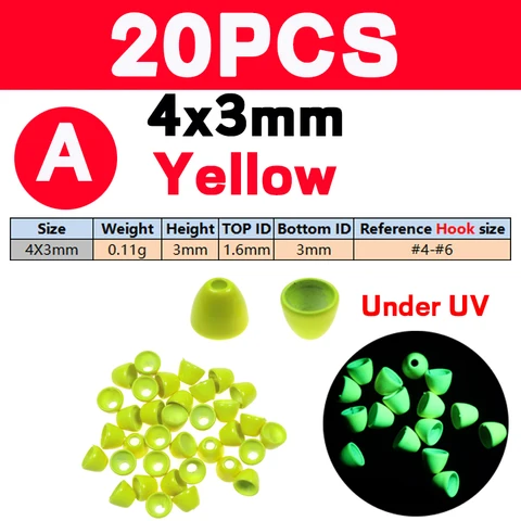 WIFREO УФ-цветные латунные конусные головки для мушек 20 шт.