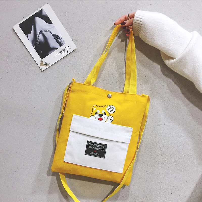Bokinslon мультфильм милый щенок Холщовая Сумка модная женская сумка с принтом на