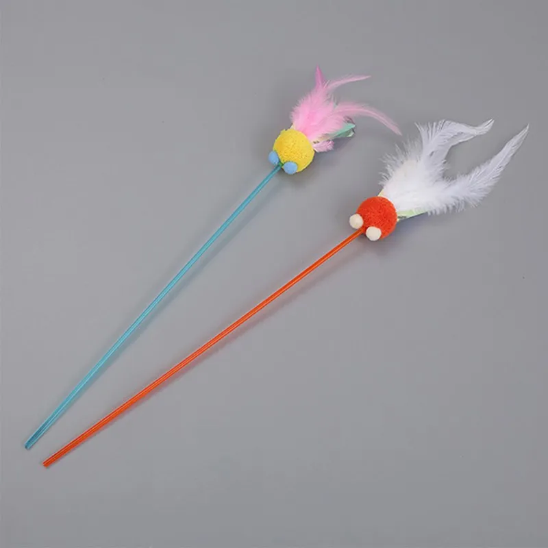 

Teaser Cat Wand Toy Interactive Cat Toy With Colorful Feather And Bell Kitten Exercise Cat Teaser Toys Training Accessories