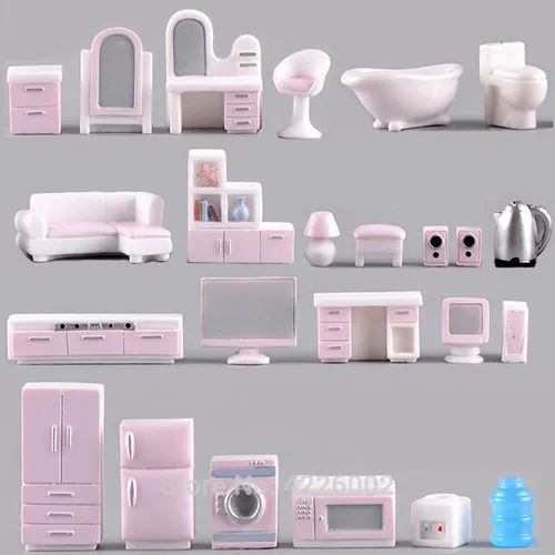 dollhouse furniture Полимерная кукла миниатюрный кукольный домик мебельные аксессуары, для дивана ТВ комод мини 3D моделирование Детская комната игровой набор детские игрушки для кукол - Цвет: dollhouse furniture