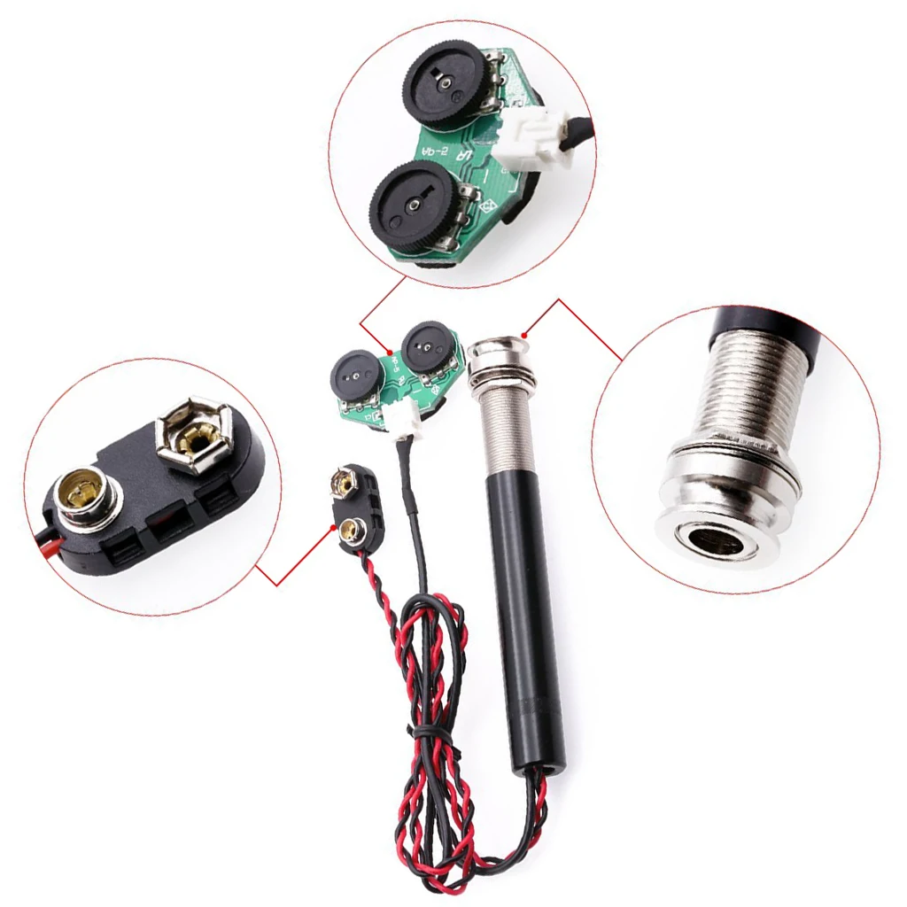 

Активный Endpin разъем Preamp Piezo Pickup Kit Запчасти для акустической гитары Замена
