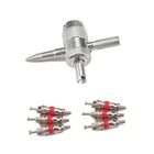 6 шт латунные сердечники клапана, съемник сердечника клапана, многофункциональный 4-ходовой инструмент для автомобиля, велосипеда, мотоцикла, аксессуары для ремонта шин