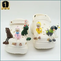cute pink duck croc charms designer diy anime shoes decaration charm for croc jibs clogs hello kids women girls gifts