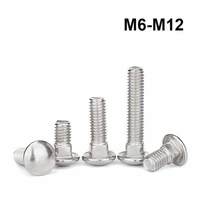 m6 m8 m10 m12 304 stainless steel truss round head square neck carriage screw coach bolt for shelf desk length 12 100mm