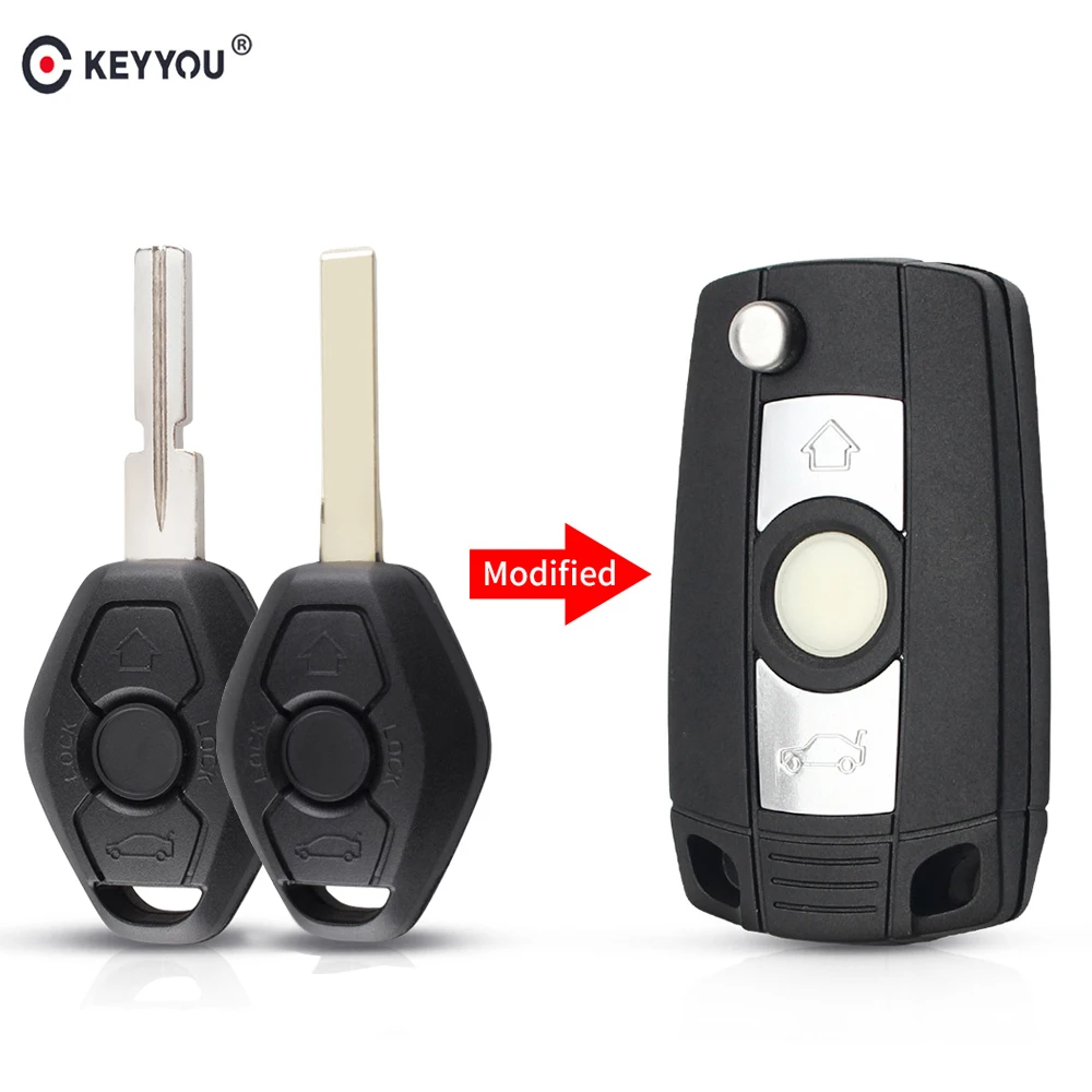 

KEYYOU 10PCS 2 BUTTON UNCUT CAR KEY REMOTE SHELL CASE FOR BMW 1 3 5 6 7 Series SERIES Z3 Z4 X3 X5 M5 325i E38 E39 E46 Auto Key