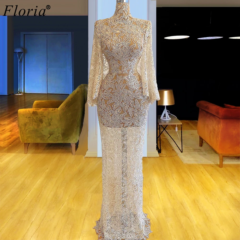 

Plus Size Simple Evening Dresses 2020 Long Sleeves Transparent Evening Gowns Elegant Prom Dresses Party Cocktail Dresses Robes