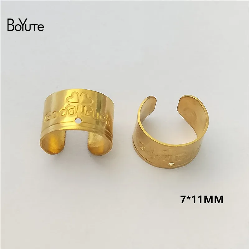 Raw Brass Clover BoYuTe(10 шт./лот) Простые металлические латунные серьги-манжеты из нержавеющей стали, ювелирные изделия, регулируемые серьги-манжеты - Окраска металла: Raw Brass Clover
