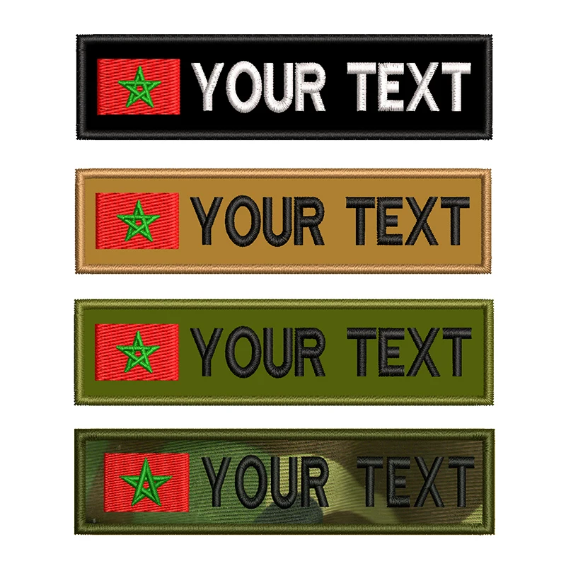 

Personalized Morocco Flag Name Patches For Clothing Uniform Hat Tactical Backpacks Dog Collar Harness Iron On Or Hook Backing