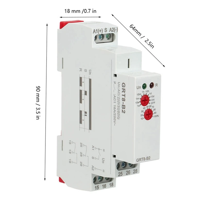Реле времени задержки питания на Din-рейке с однофункциональным управлением GRT8-B2