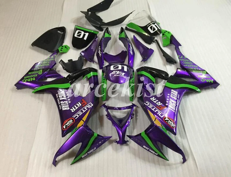 

Новый ABS мотоцикл Полный обтекатели комплект подходит для kawasaki Ninja ZX-10R ZX10R 2008 2009 2010 10R 08 09 10 бодикон фиолетовый зеленый