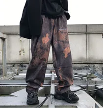 

ins Harajuku dark wind dragon pattern beam leg overalls loose bf national tide straight trousers women