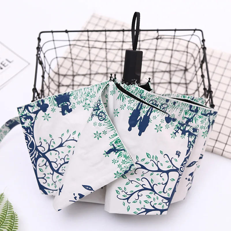 Складной зонт с принтом для женщин и взрослых Ветрозащитный Зонт двойным слоем