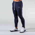 Штаны для бега с полосками по бокам, мужские хлопковые спортивные брюки, тренировочные брюки, штаны для тренировок в тренажерном зале, спортивные облегающие штаны для бега