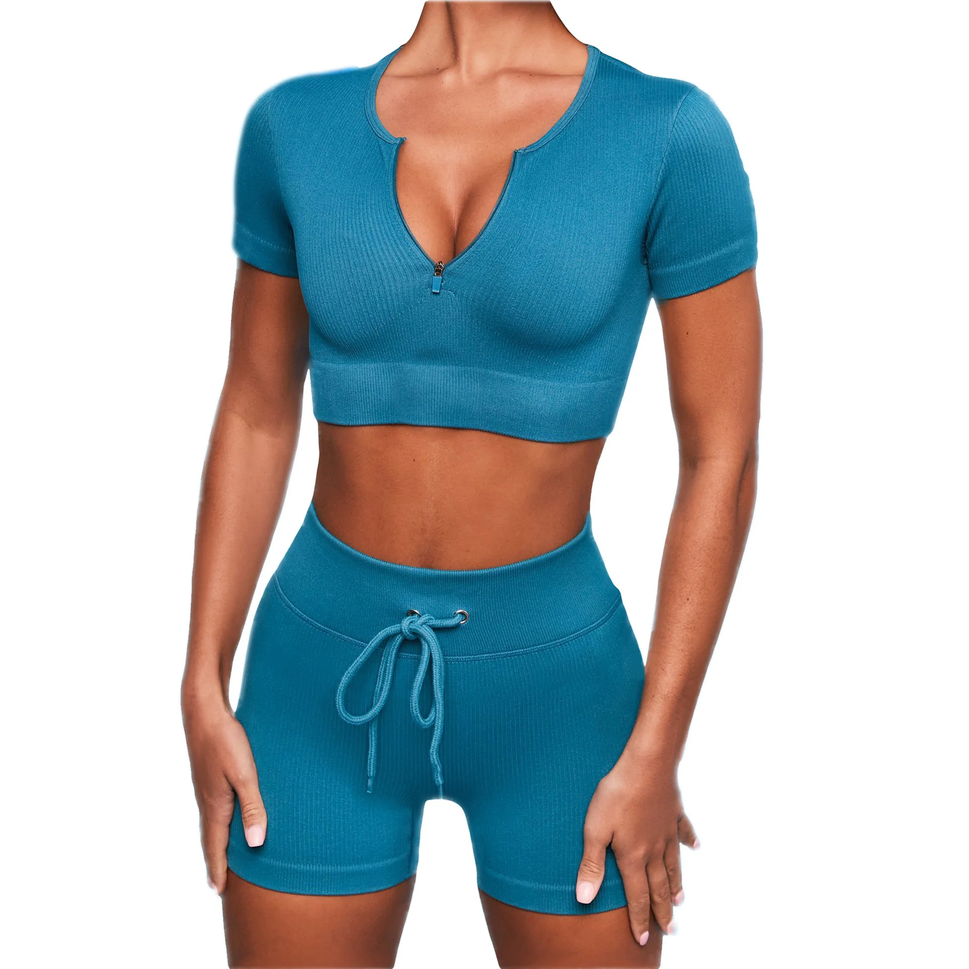 

Yoga suit two piece running sport zipper Yoga suit hip lifting Fitness Yoga suit