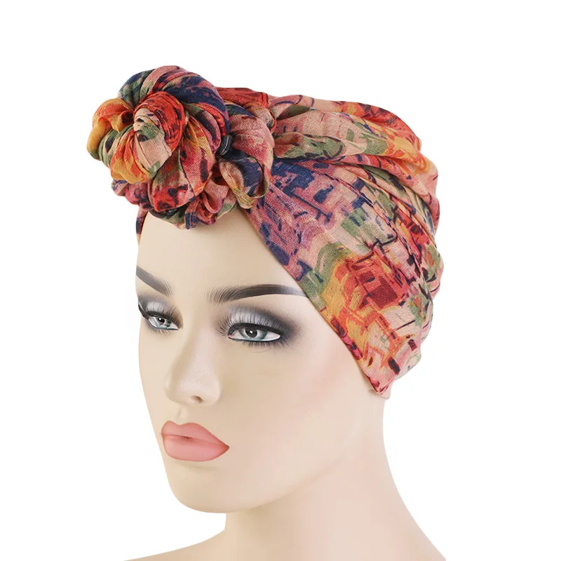 New women Big Flower turban Chemo Cancer Cap headwrap bandana cap Head Wrap Stretch Long Hair Scarf headscarf Turban Tie
