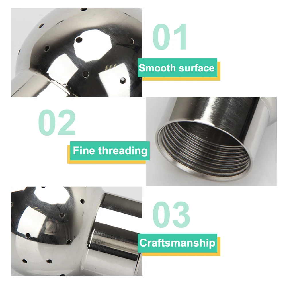 

DN15 0.5inch Small Rotary Spray Stainless Steel Wide Use Pipe Fittings Tank Cleaning Ball Thread Easy Install Accessories Clamp