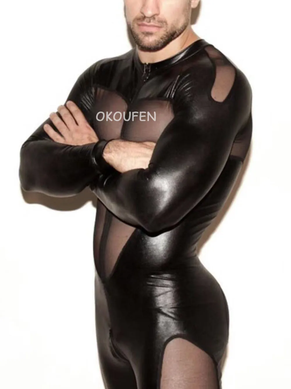 Новый сексуальный ночной клуб Мужской певец DS черный сетчатый прозрачный боди WP