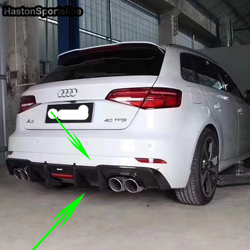 Диффузор для заднего бампера Audi S3 Hatchback из углеродного волокна 2017 2018 2019