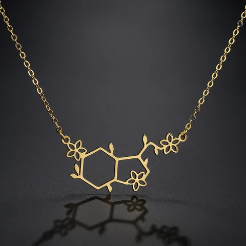 Ожерелье Todorova молекула серотонина из нержавеющей стали с многогранной подвеской для женщин, ювелирные изделия из ожерелье с дизайном «молекула»