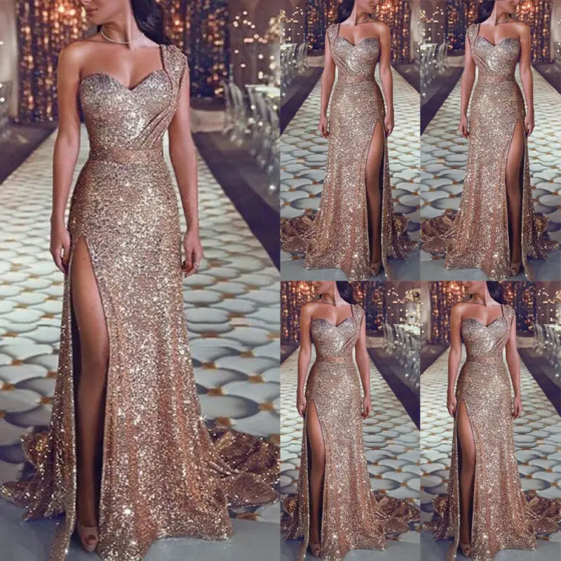 Модное богемное Сексуальное Женское блестящее длинное платье с блестками