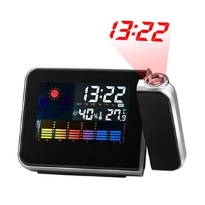 Электронные часы с цифровым проектором и будильником, настольные портативные светодиодные часы с функцией прогнозирования температуры и функцией повтора