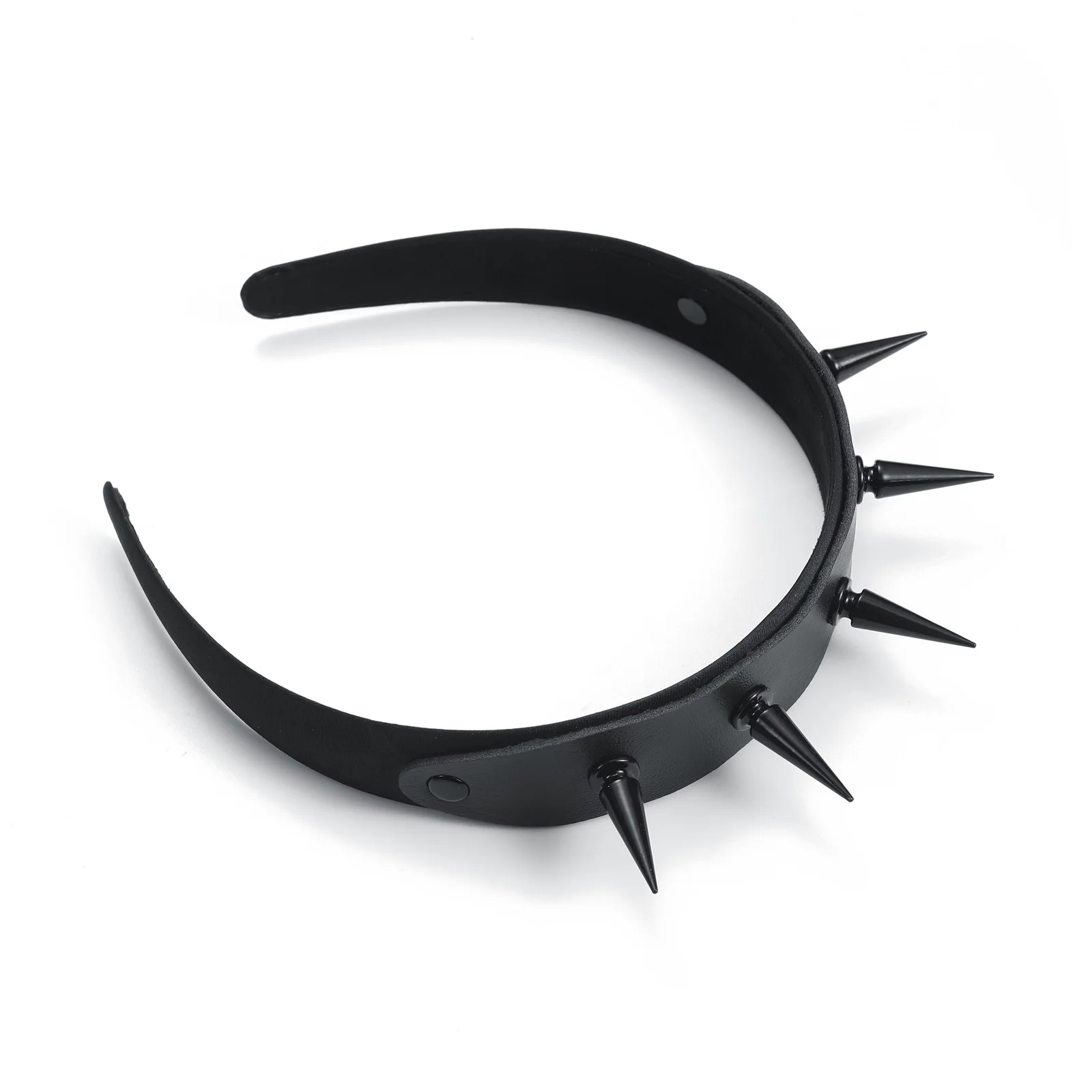 Black Spike HeadBand Goth Hairband Leather Headwear Costume Festival Jewelry Cool Gothic Accessories