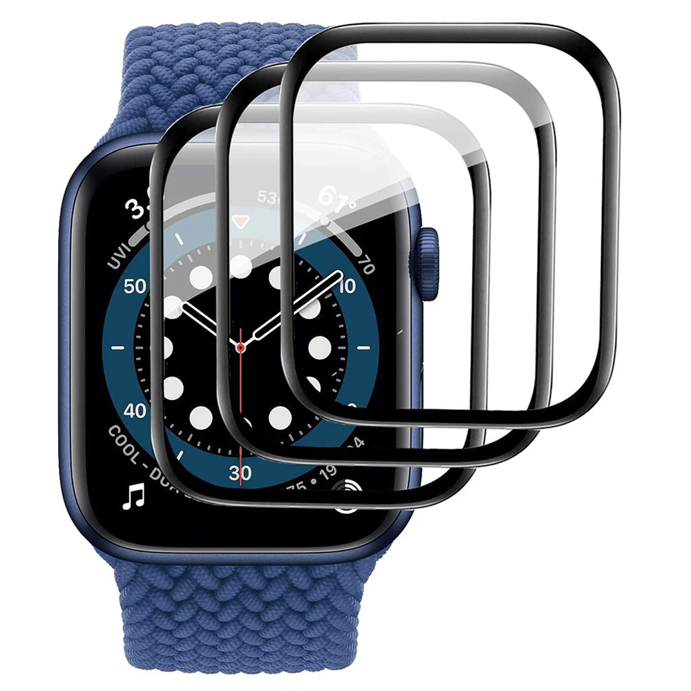 

for apple watch se 6 5 4 3 44mm 40mm 42mm 38mm screen protector film 3D Black Edge Anti-Scratch Anti-Bubble Ultra HD soft Film