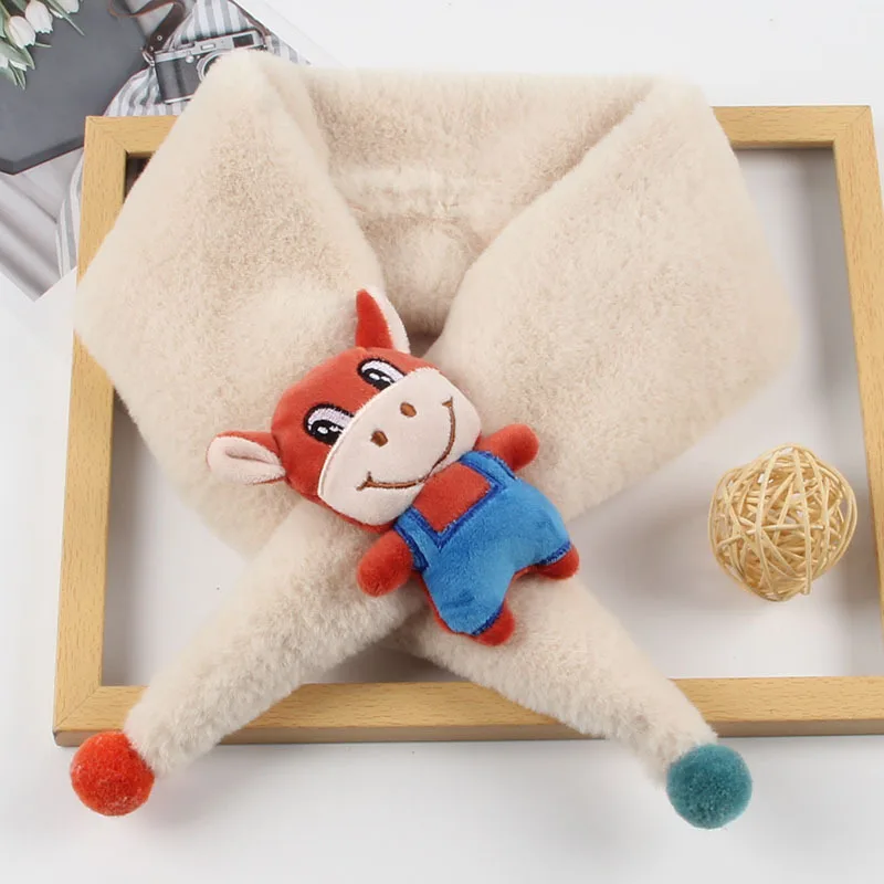 

Children's Scarf Autumn and Winter Parent-child Christmas Cartoon Imitation Rabbit Fur Baby Boy Girl